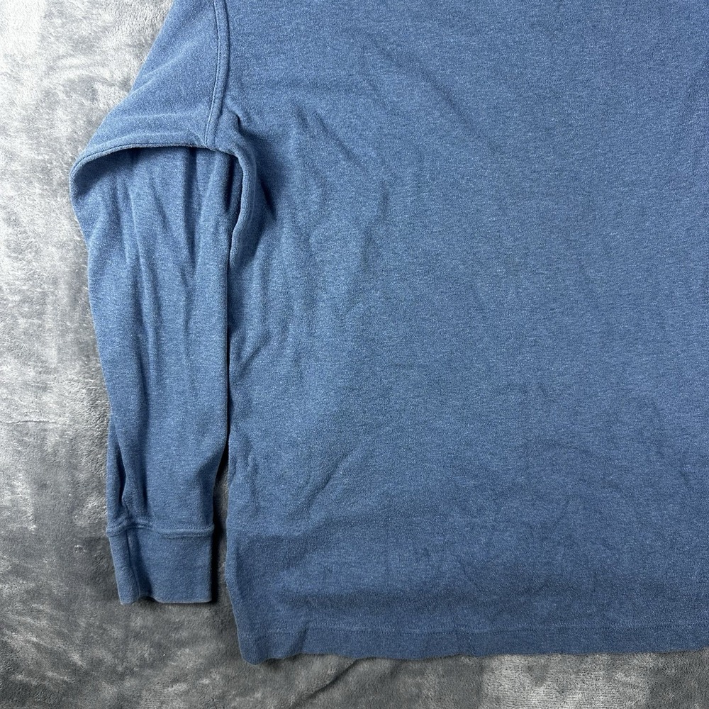 St John's Bay Sueded Polo Shirt Men's Medium Blue Long Sleeve Casual Soft Suede - Picture 14 of 15